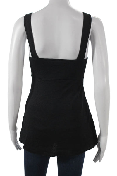 Michael Stars Womens Basic Sleeveless Scoop Neck Black Polyester Tank Size S
