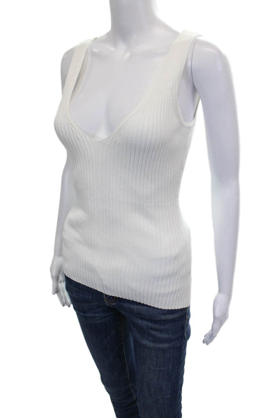 Generation Love Womens Basic V-Neck White Tank Sleeveless Viscose Size S