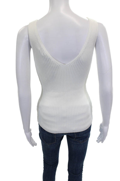 Generation Love Womens Basic V-Neck White Tank Sleeveless Viscose Size S