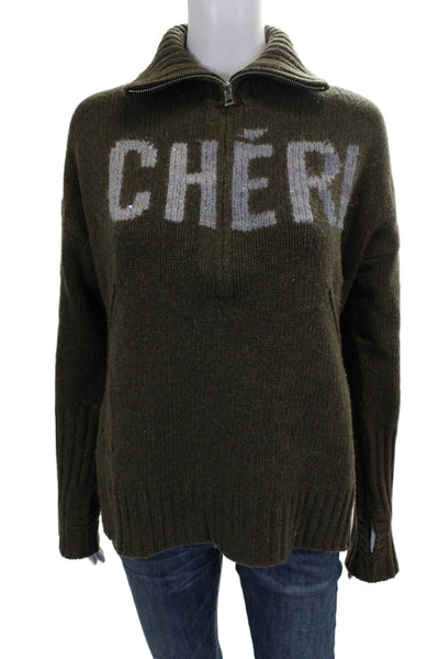 Zadig & Voltaire Womens Merino Wool Green Collared Long Sleeve Pullover Size XS