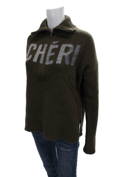 Zadig & Voltaire Womens Merino Wool Green Collared Long Sleeve Pullover Size XS