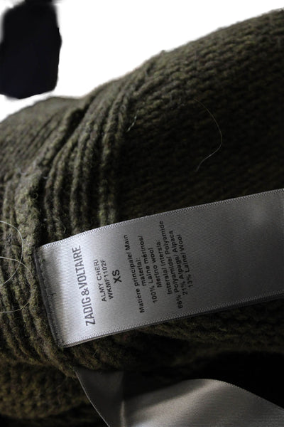 Zadig & Voltaire Womens Merino Wool Green Collared Long Sleeve Pullover Size XS