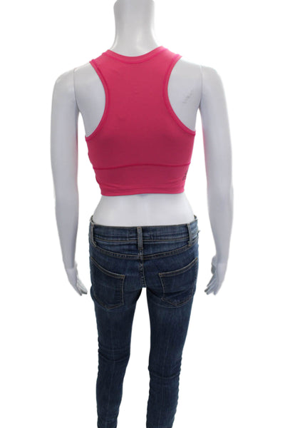 On Cloud Women Cropped Tank Top Sleeveless Pink Polyester Crew Neck Size S