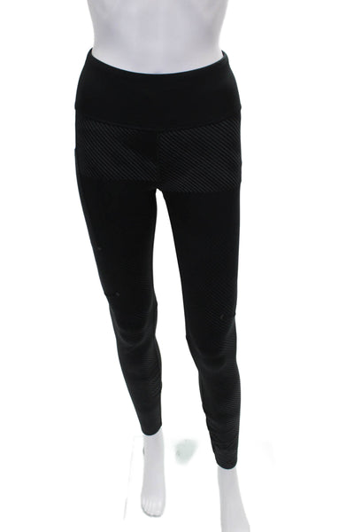 On Cloud Women Compression Leggings Black Striped Polyester Sports Size S