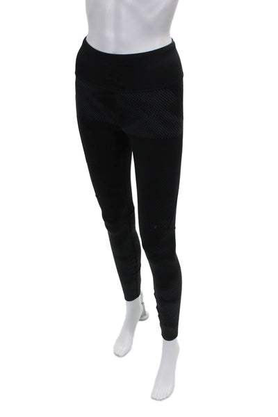 On Cloud Women Compression Leggings Black Striped Polyester Sports Size S