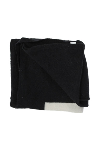 Lisa Perry Womens Cashmere Knit Love Scarf Black White Size 72"X20"