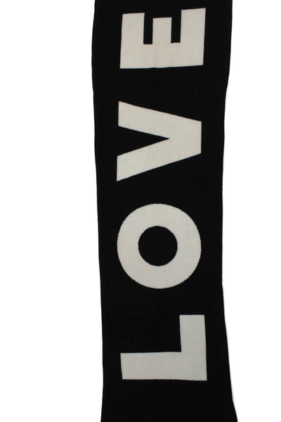 Lisa Perry Womens Cashmere Knit Love Scarf Black White Size 72"X20"