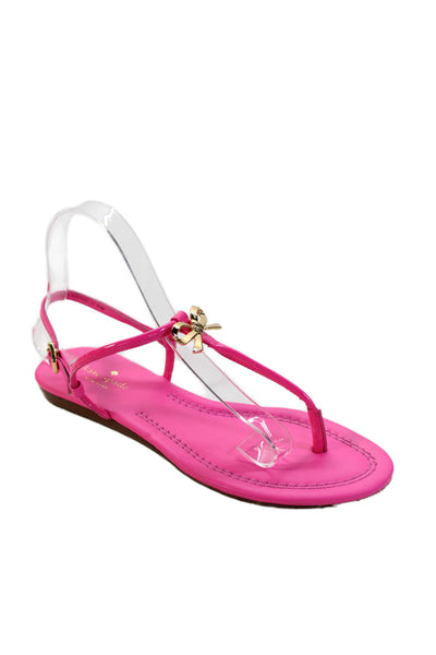Kate Spade Womens Gold Tone Bow Accent Sandals Pink Size 8.5