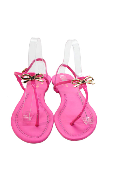 Kate Spade Womens Gold Tone Bow Accent Sandals Pink Size 8.5
