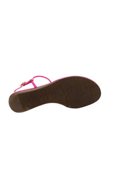 Kate Spade Womens Gold Tone Bow Accent Sandals Pink Size 8.5
