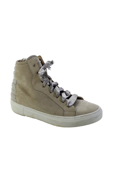 Fabiana Filippi Womens Leather Ribbon Lace Detail Sneakers Gray Size 8