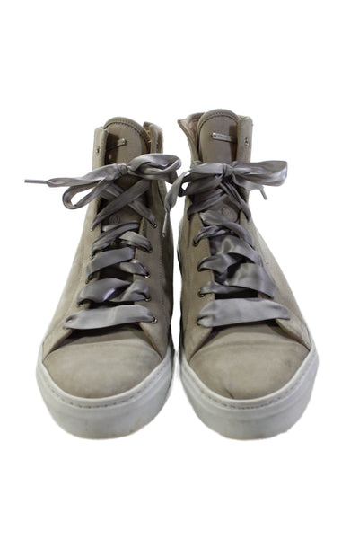 Fabiana Filippi Womens Leather Ribbon Lace Detail Sneakers Gray Size 8