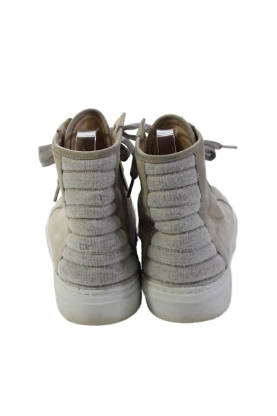 Fabiana Filippi Womens Leather Ribbon Lace Detail Sneakers Gray Size 8
