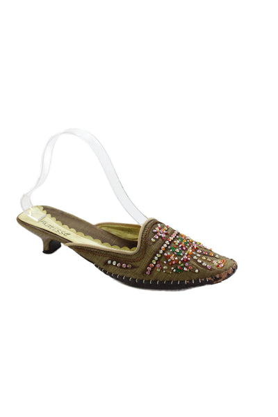 Matisse Womens Beaded Detail Mule Sandals Brown Size 8