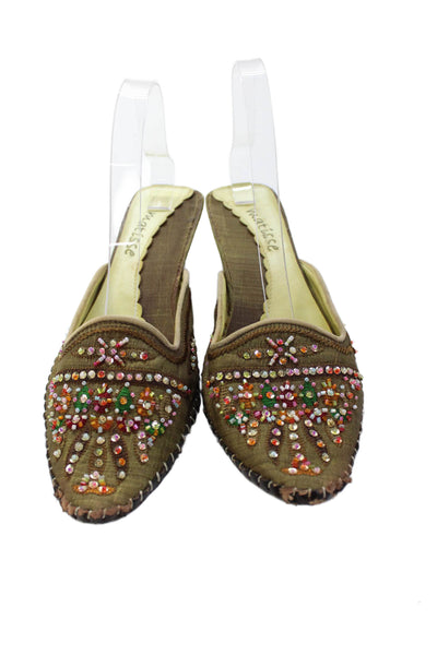 Matisse Womens Beaded Detail Mule Sandals Brown Size 8