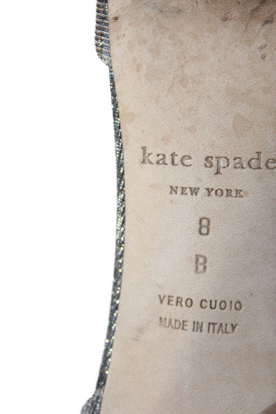 Kate Spade Womens Metallic Ankle Strap Open Toe Heels Gold Size 8