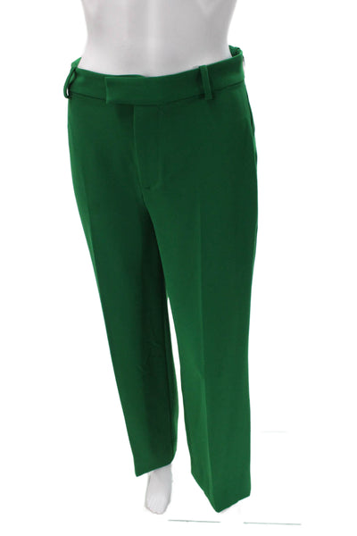 Zara Womens Dress Pants Green Zip Polyester Size XS