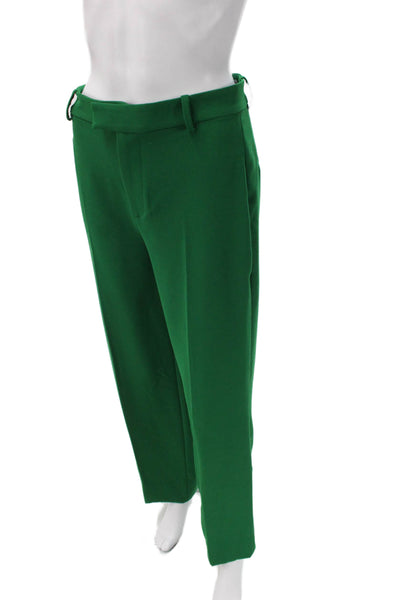 Zara Womens Dress Pants Green Zip Polyester Size XS