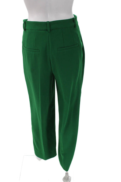Zara Womens Dress Pants Green Zip Polyester Size XS
