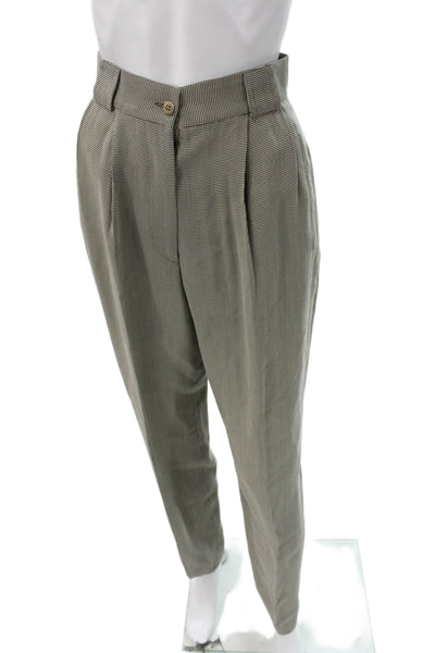 Giorgio Armani Women Gray Check Viscose Dress Pants Button Size 38