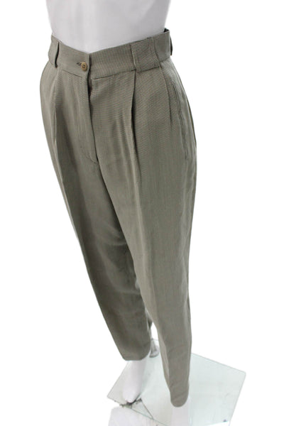 Giorgio Armani Women Gray Check Viscose Dress Pants Button Size 38