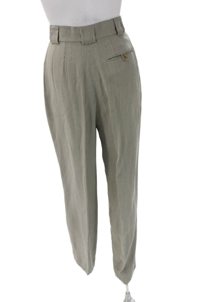 Giorgio Armani Women Gray Check Viscose Dress Pants Button Size 38
