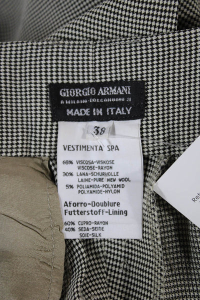 Giorgio Armani Women Gray Check Viscose Dress Pants Button Size 38