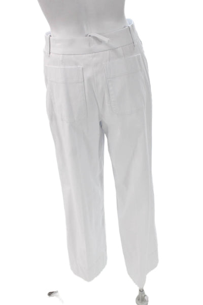 Spanx Women White Chino Pants Cotton Petite Button Size S
