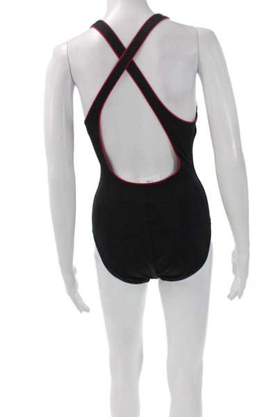 Speedo Womens One Piece Swimwear Black Nylon Athletic Size 8