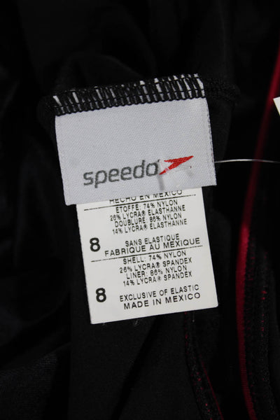 Speedo Womens One Piece Swimwear Black Nylon Athletic Size 8