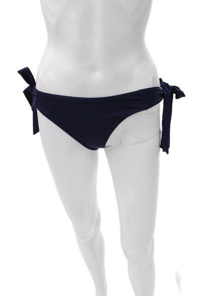 Eberjey Womens Solid Blue Nylon Bikini Bottoms Size L