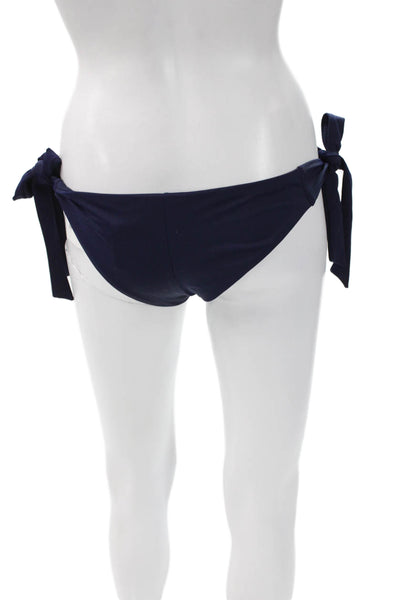 Eberjey Womens Solid Blue Nylon Bikini Bottoms Size L