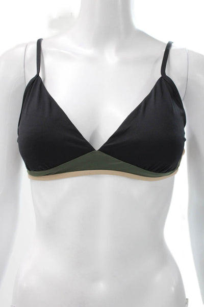 L Space Womens Black Colorblock Nylon Bikini Top Size L