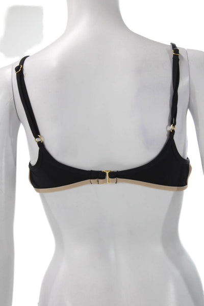 L Space Womens Black Colorblock Nylon Bikini Top Size L