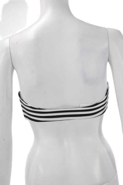 Mikoh Womens Bikini Top Black Striped Nylon Beach Size L