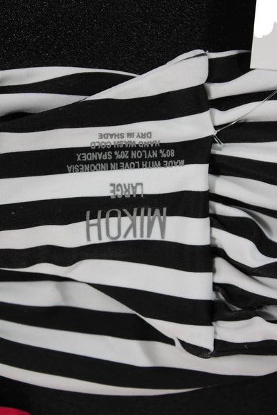Mikoh Womens Bikini Top Black Striped Nylon Beach Size L