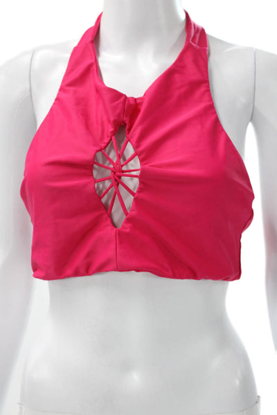 Cami And Jax Women Bikini Top Pink Beach Solid Size XL