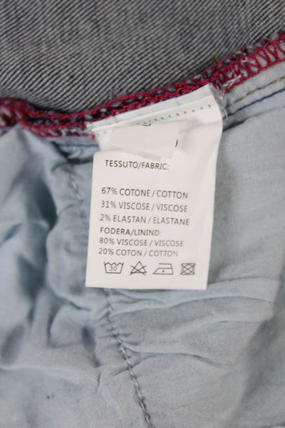 Sam & Lili Women High Rise Straight Jeans Blue Cotton Geometric Size S
