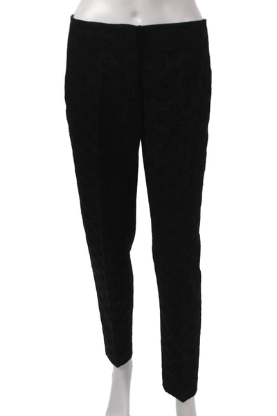 Nina Ricci Womens Dress Pants Black Floral Cotton Zip Size 36