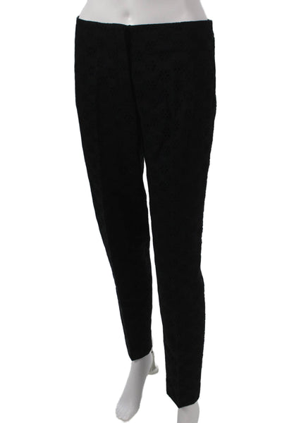 Nina Ricci Womens Dress Pants Black Floral Cotton Zip Size 36