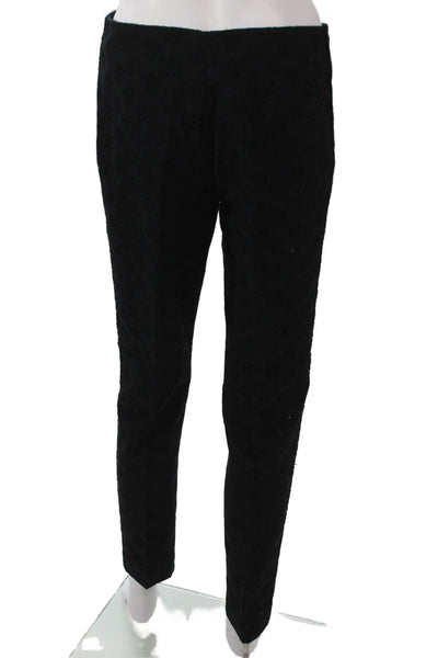 Nina Ricci Womens Dress Pants Black Floral Cotton Zip Size 36
