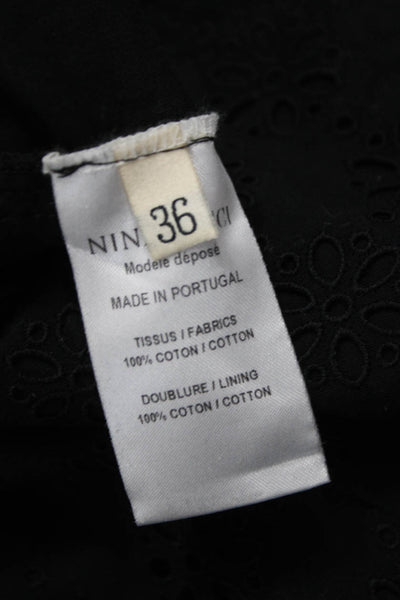 Nina Ricci Womens Dress Pants Black Floral Cotton Zip Size 36