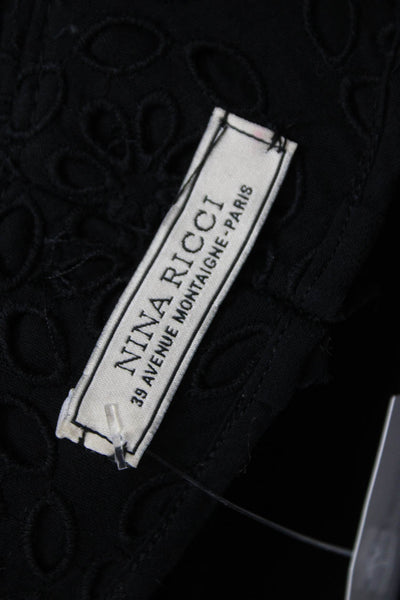 Nina Ricci Womens Dress Pants Black Floral Cotton Zip Size 36