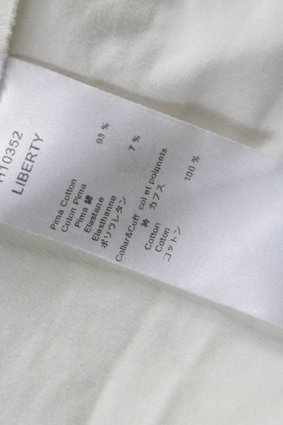 Anne Fontaine Womens Jersey Blouse White V-Neck Long Sleeve Pima Cotton Size 40