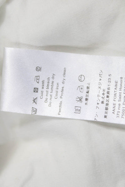 Anne Fontaine Womens Jersey Blouse White V-Neck Long Sleeve Pima Cotton Size 40