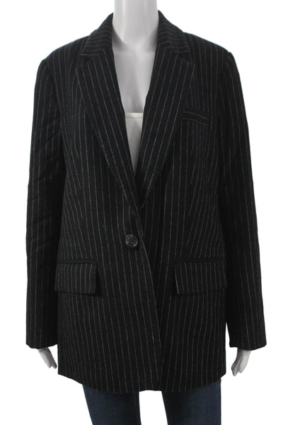 Rebecca Minkoff Women Pant Suit Blazer Black Wool Pinstripe Long Sleeve Size 0