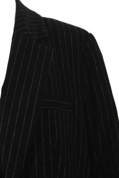 Rebecca Minkoff Women Pant Suit Blazer Black Wool Pinstripe Long Sleeve Size 0