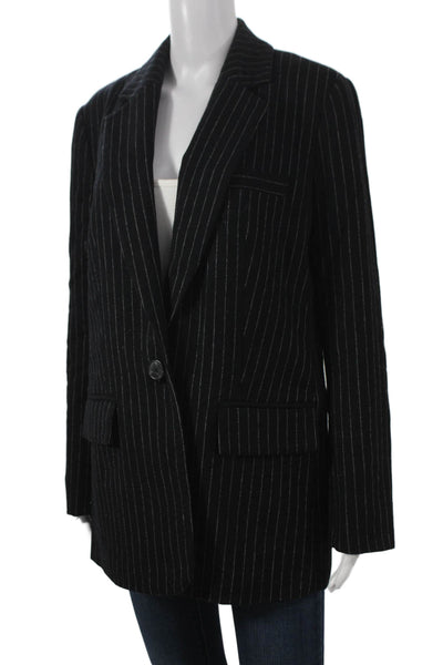 Rebecca Minkoff Women Pant Suit Blazer Black Wool Pinstripe Long Sleeve Size 0