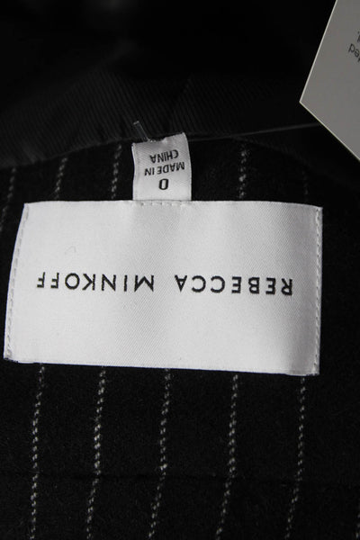 Rebecca Minkoff Women Pant Suit Blazer Black Wool Pinstripe Long Sleeve Size 0