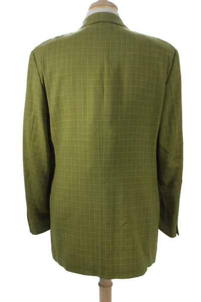 Rene Lezard Mens Green Check Wool Blazer Size 42